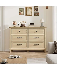 gaomon 6 Dresser for Bedroom, 47 in Wide Drawer Dresser with Storage Freestanding, For Living Room, Bedroom, Entryway