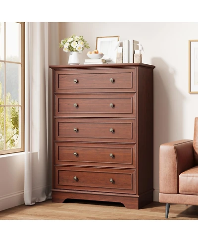 gaomon 5 Drawer Dresser for Bedroom, Vertical Chest of Drawers, Farmhouse Tall Cabinet Organizer for Living Room
