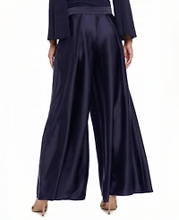 Muse Women's Satin High Rise Pleated Wide-Leg Pants