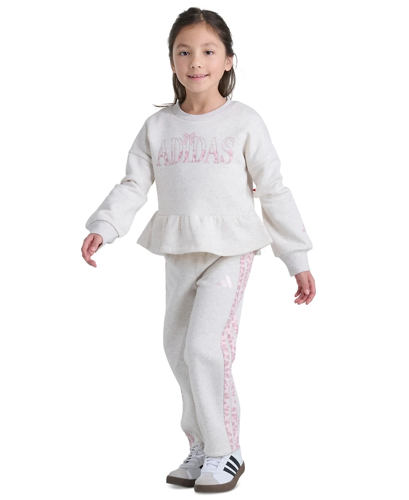 adidas Girls' 2T-6X Long-Sleeve Sweatshirt and Pants, 2-Piece Set