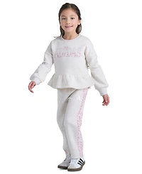 adidas Girls' 2T-6X Long-Sleeve Sweatshirt and Pants, 2-Piece Set
