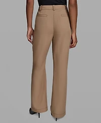 Karl Lagerfeld Paris Women's Front Pockets Mid-Rise Straight Long Pants