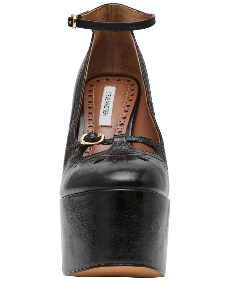 Steve Madden Women's Saxon High Platform Brogue Block Heel Pumps