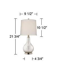 360 Lighting Ledger Modern Accent Table Lamps Set of 2 with Round Risers 22 3/4" High Mercury Glass Led Nightlight Fabric Drum Shade for Living Room