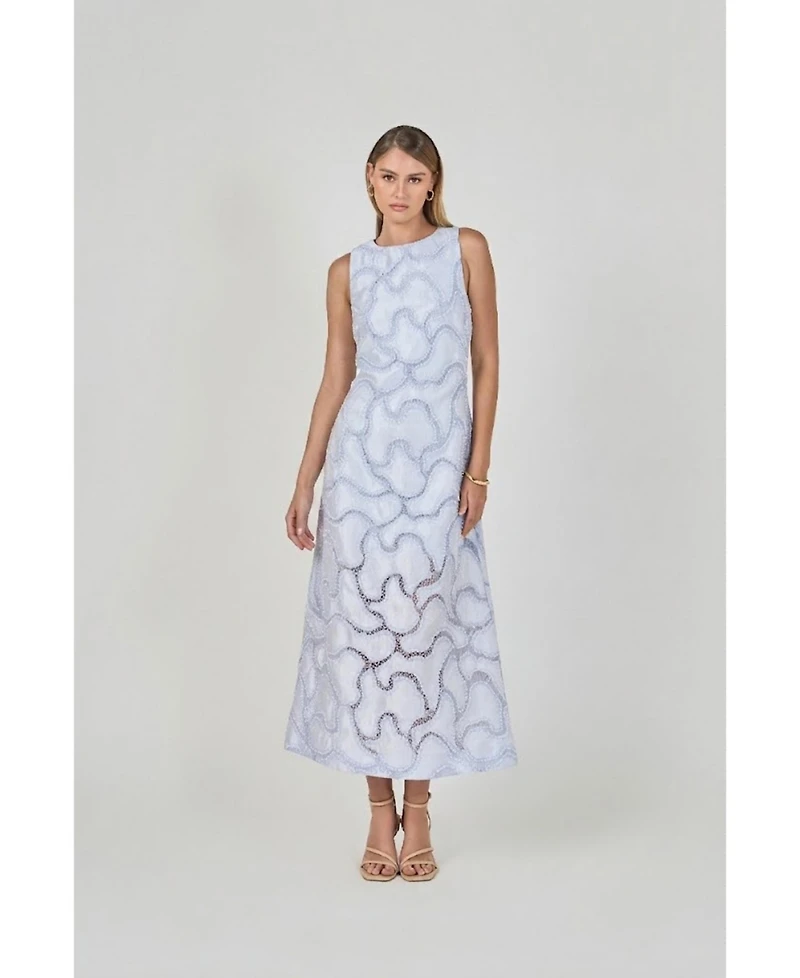 endless rose Women's Beaded Embellishment Midi Dress