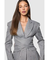 Coast Women's Muse Check Tie Embellished Blazer