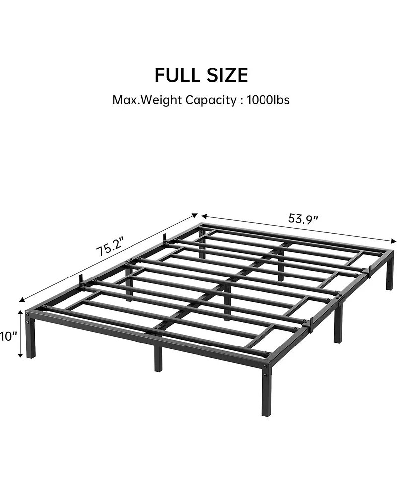 gaomon 10" Bed Frame, Heavy Duty Platform Bed with Storage Space, Steel Support, No Box Spring Needed