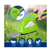 Pyle Cordless Handheld Grass Cutter Shears with Hedge Trimmer Blade