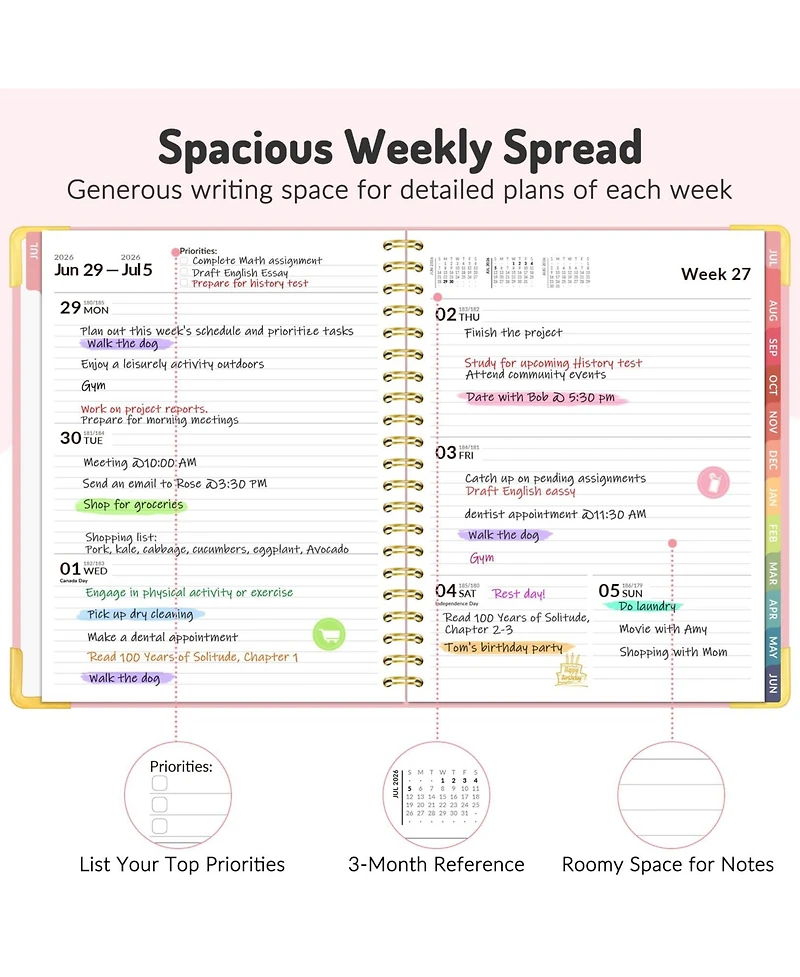 Gnuadz 2026-2027 Academic Planner 18 Month Weekly Monthly Daily Agenda Book A5
