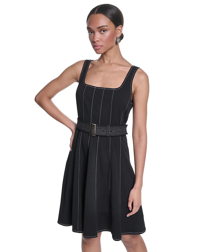 Karl Lagerfeld Paris Women's Scuba Crepe Knee-Length Dress
