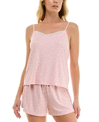 Sincerely Jules Women's Sleeveless Cami Top and Pajama Shorts, 2-Piece Set