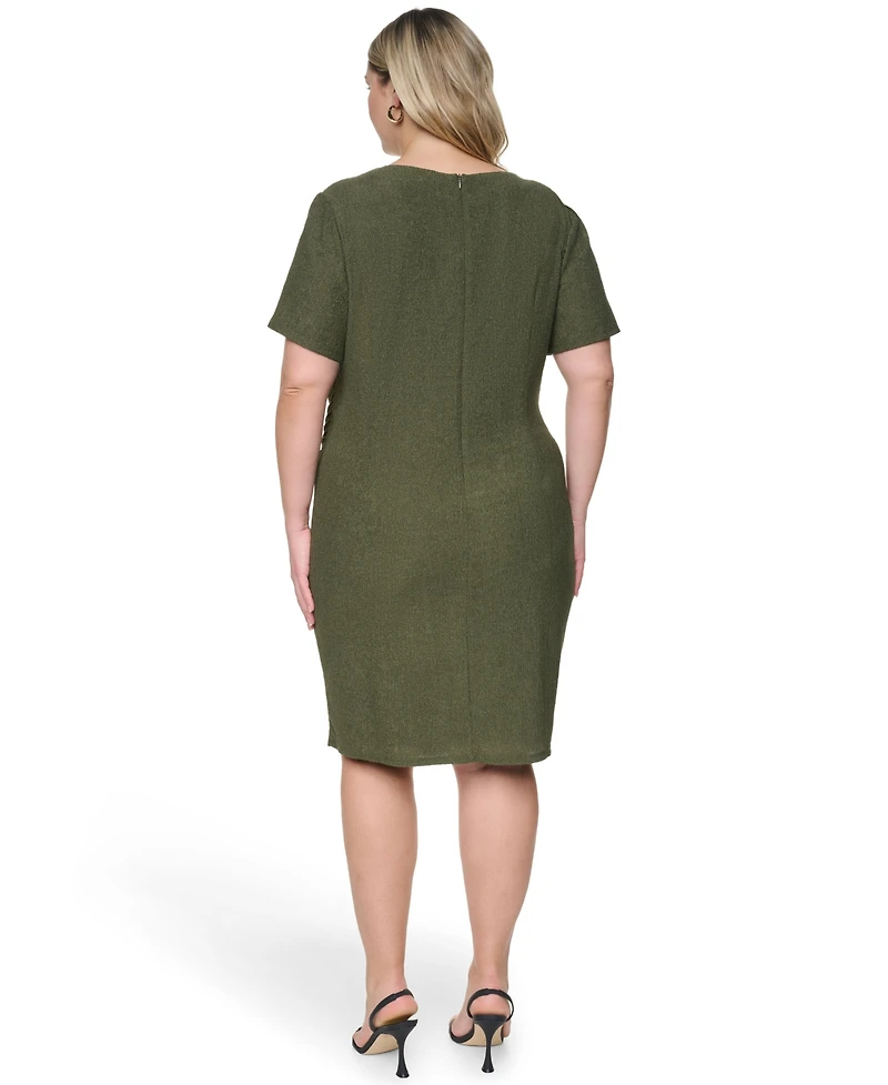 Vince Camuto Plus Jewel Neck Short-Sleeve Dress