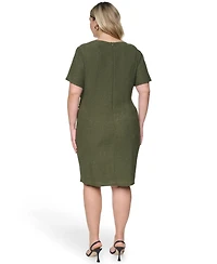 Vince Camuto Plus Jewel Neck Short-Sleeve Dress