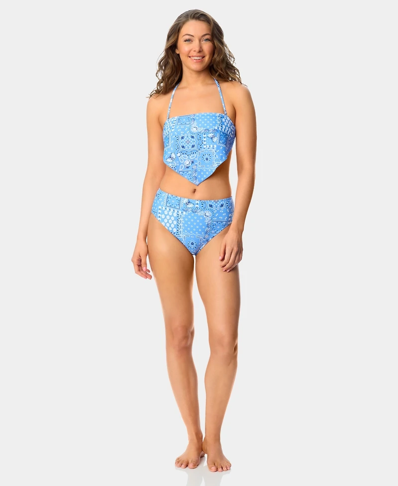 California Waves Women's Printed Bandeau Neck Swim Bikini Top, Macy's Exclusive