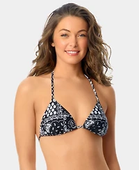 California Waves Women's Bandana Print Tunnel Triangle Swim Bikini Top, Macy's Exclusive