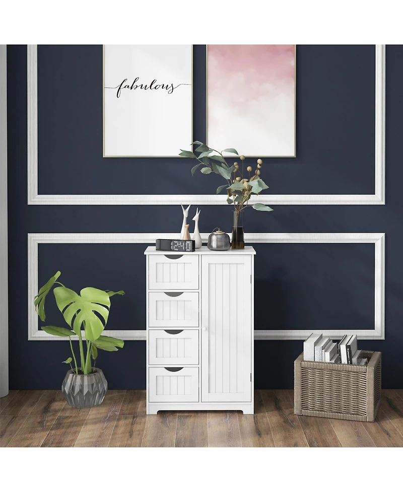sumyeg Standing Indoor Wooden Storage Cabinet with 4 Drawers