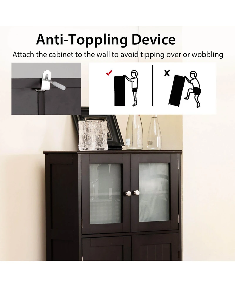 sumyeg Bathroom Floor Storage Cabinet with Doors and Adjustable Shelf