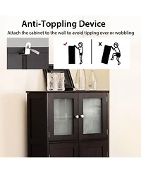 sumyeg Bathroom Floor Storage Cabinet with Doors and Adjustable Shelf