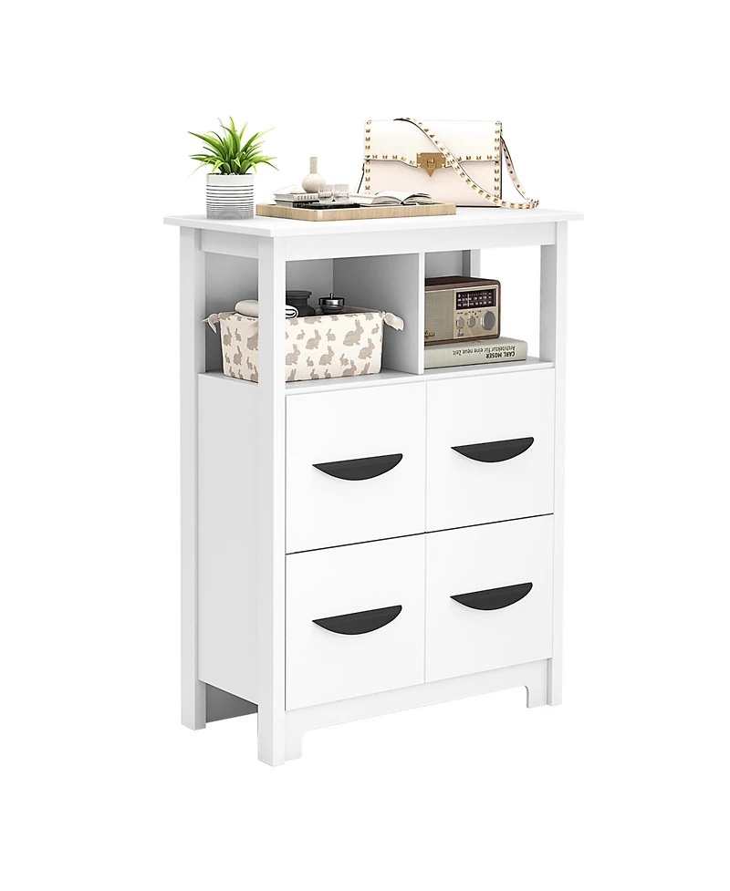 sumyeg 24 Inch Bathroom Floor Storage Cabinet with 2 Open Compartments and 2 Drawers