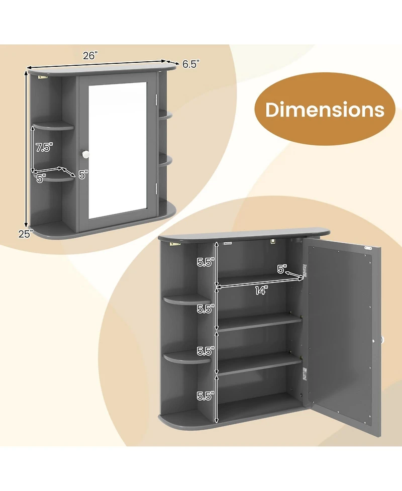 sumyeg Multipurpose Wall Mounted Bathroom Mirror Storage Cabinet