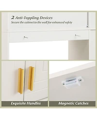 sumyeg Freestanding Over The bath fixture Storage Cabinet with Double Door Organizer