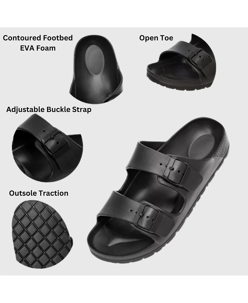 Alpine Swiss Men's Double Strap Eva Slide Sandals Sole Flat Casual Comfort Shoes