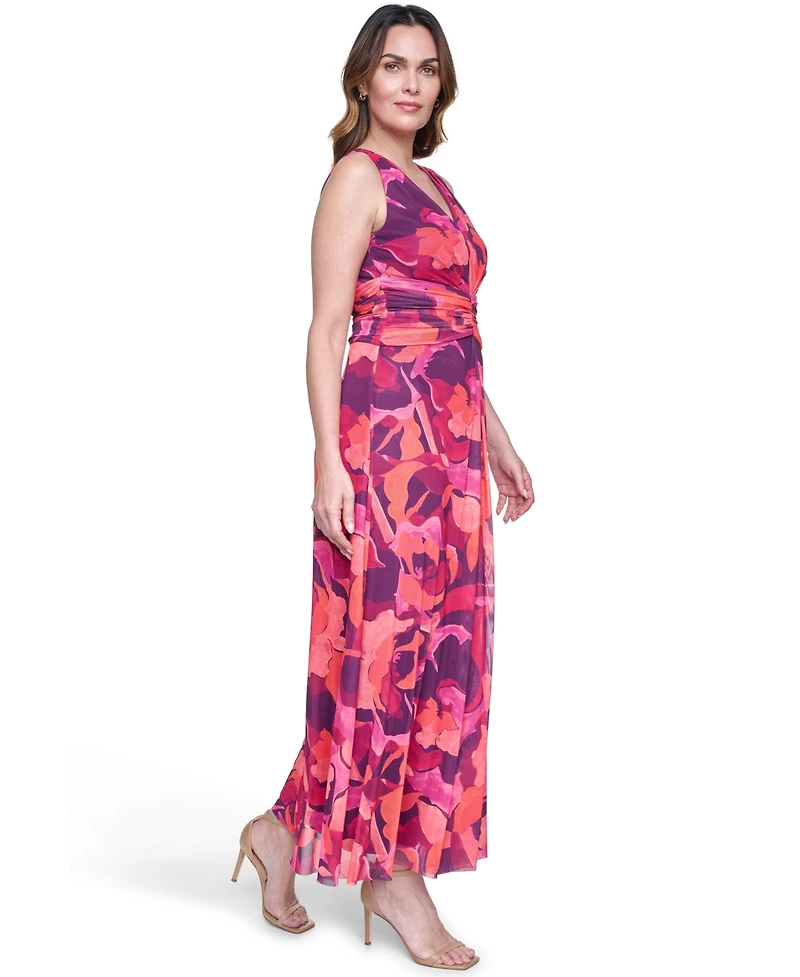 Eliza J Petite V-Neck Ruched Waist Maxi Dress