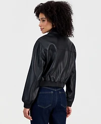 Michael Kors Women's Leather Zip-Up Bomber Jacket