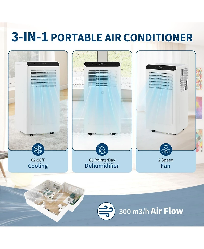 Xo 10,000 Btu Portable 3-in-1 Ac with Remote, Led Display, Sleep Mode