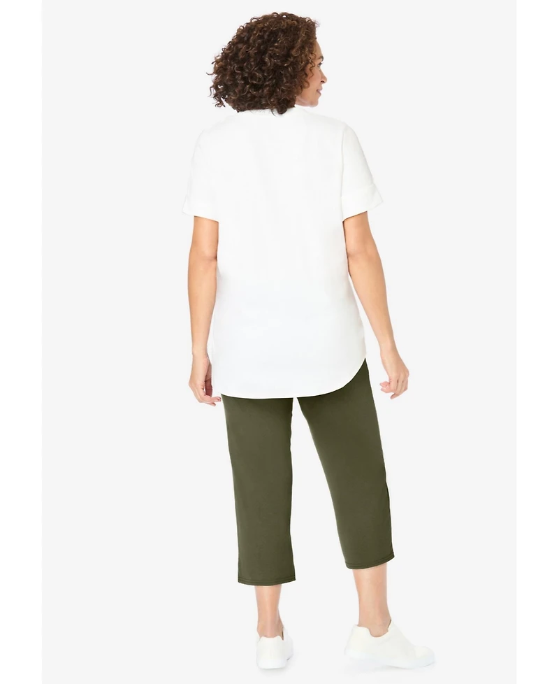 Woman Within Women's Two-Piece V-Neck Tunic & Capri Set