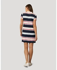 Cable & Gauge Women's Striped Polo Collar Mini Dress