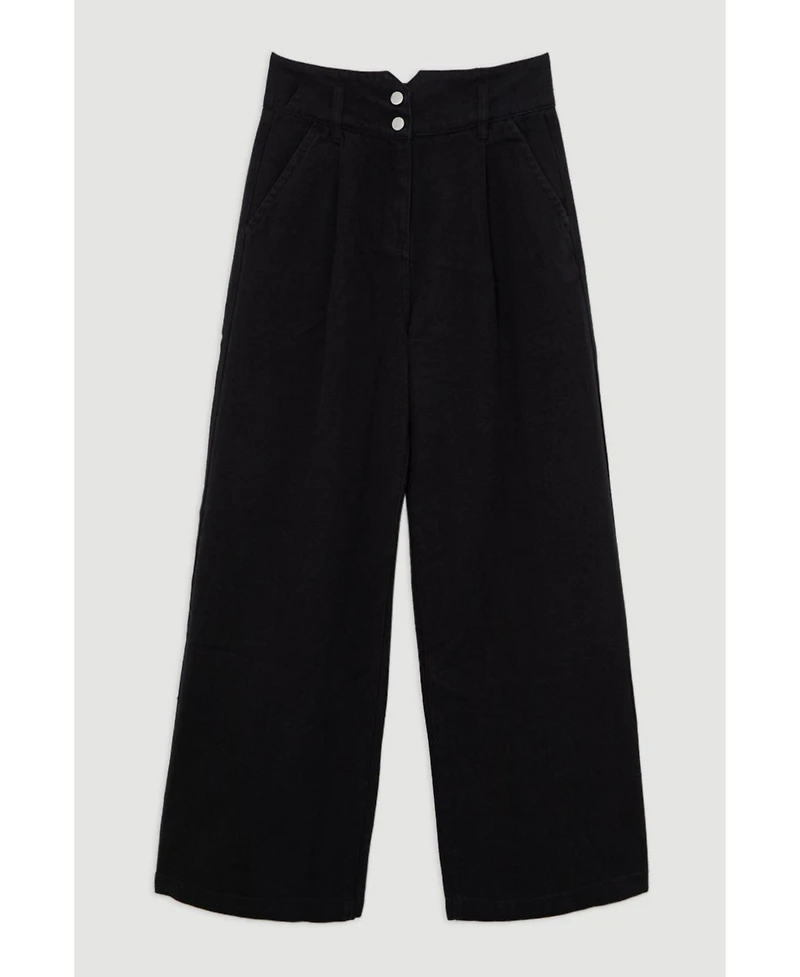 Karen Millen Women's Denim Wide Leg High Waisted Jeans