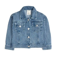 Sweet Wink Little Girls Stars and Stripes Patch Denim Jacket