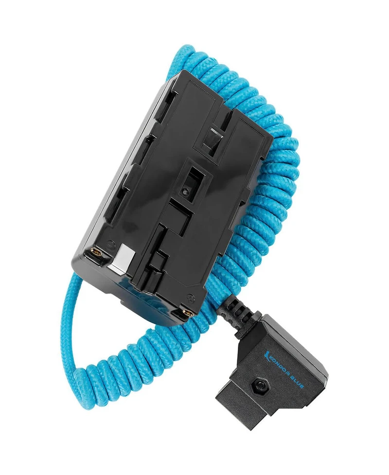 Kondor Blue D-Tap to Npf Coiled Dummy Battery Cable for Sony L-Series