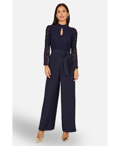 Yumi Women's Lace Applique Jumpsuit
