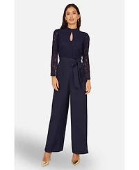 Yumi Women's Lace Applique Jumpsuit