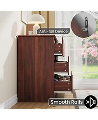 homfan Modern Tall 6-Drawer Wooden Dresser, Spacious Storage Chest with Wide Top for Bedroom, Living Room and Hallway