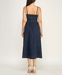 Rare Women's Indigo Denim Sweetheart Midi Dress