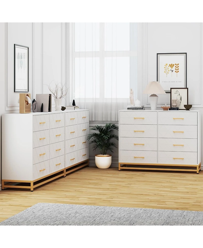 homfan Modern 8-Drawer Tall Wooden Dresser, Space-Saving Storage Chest with Soft-Close Slides and Anti-Tip Kit