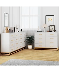 homfan Modern 8-Drawer Tall Wooden Dresser, Space-Saving Storage Chest with Soft-Close Slides and Anti-Tip Kit