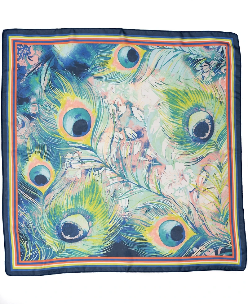 Vince Camuto Peacock Feather Bandana Scarf