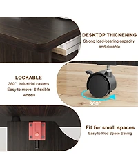 Gaomon Space Saving Folding Dining Table with 2 Tier Storage-Extendable Drop Leaf Farmhouse Kitchen Dining Room Tables Collapsible Expandable