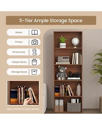 Gymax 2PCS 5-Tier Freestanding Open Bookshelf w/2 Anti-tipping Devices for Living Room