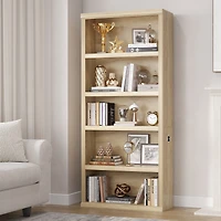 Vlsrka 71" Tall 5-Tier Bookcase, Open Display Shelf with 3-Color Motion Sensor Lights