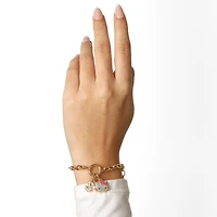 Hello Kitty Initial Crystal Charm Bracelet, Gold-Tone