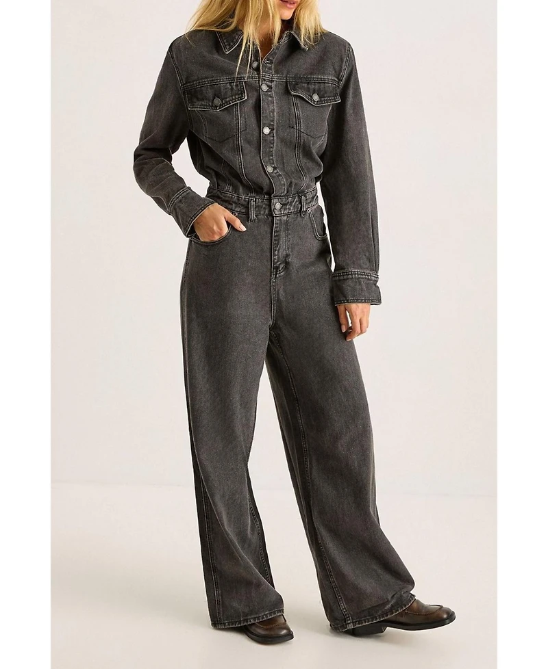 Nasty Gal Women's Denim Shoulder Pad Boilersuit