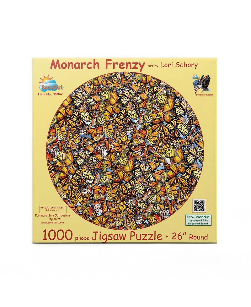 SunsOut Monarch Frenzy 1000 Piece Jigsaw Puzzle For Adults Round