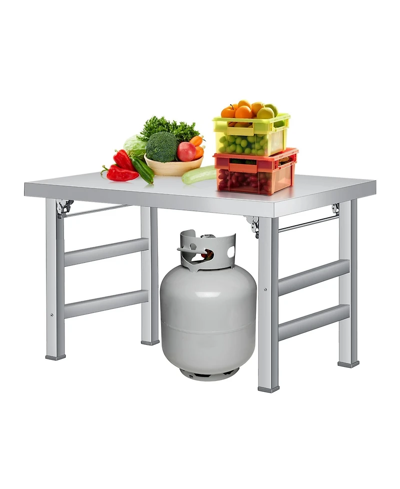 gaomon Stainless Steel Folding Table- Commercial Work Table for Home, Kitchen, Restaurant, Camping Outdoor 520 lbs Load Stainless Steel Workstation