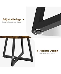 gaomon Round Large Dining Table, Wooden Kitchen Table Set for 4 to 6, Industrial Dinner with Top and Metal Base Home Room