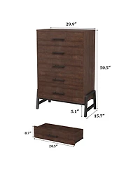 homfan Tall 6-Drawer Entryway Storage Cabinet, Freestanding Wooden Dresser for Bedroom, Living Room and Foyer
